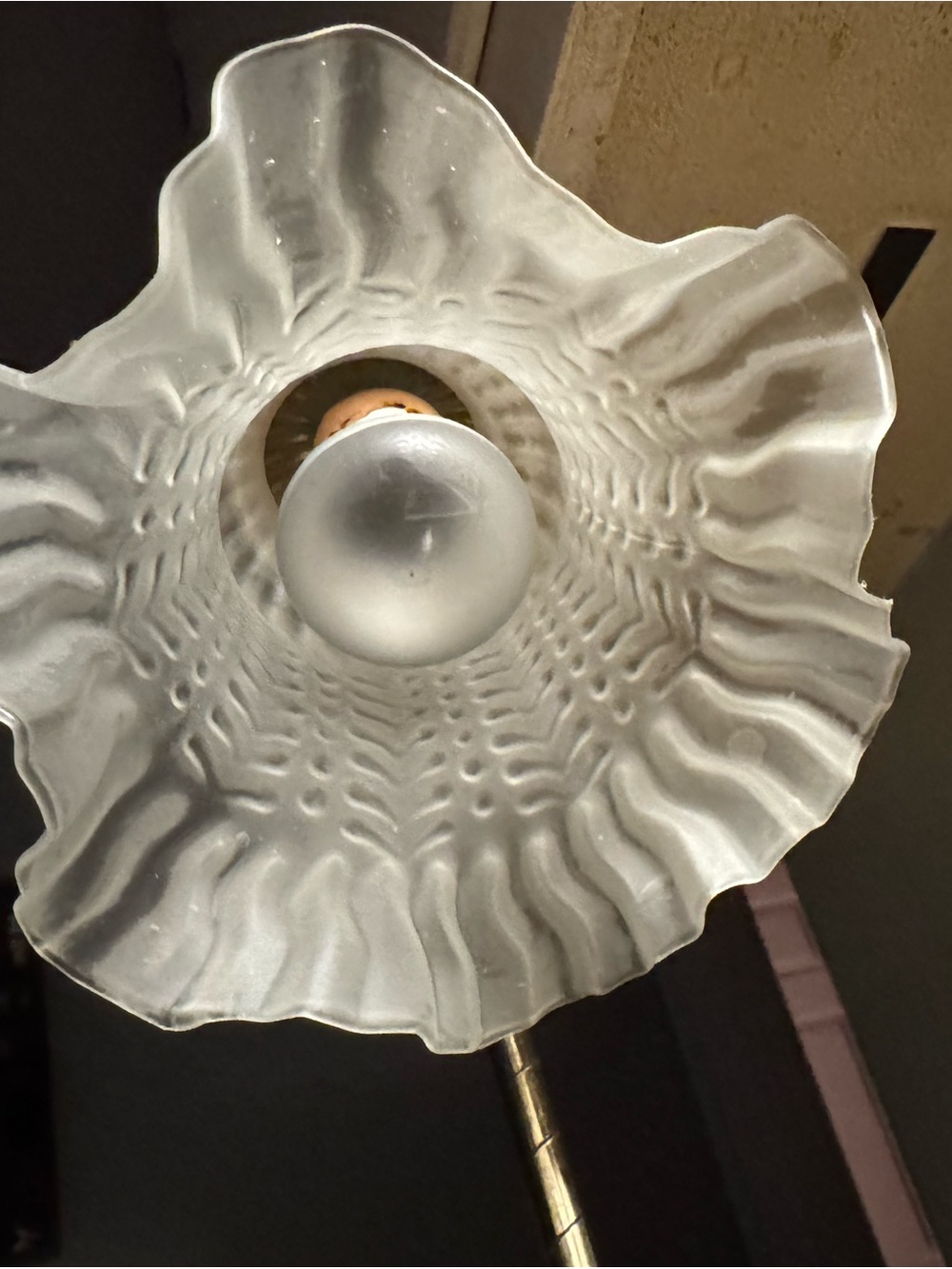 Vintage Brass Lily Pad Tulip Gooseneck Desk Lamp Frosted Clear Shade - Picture 7 of 16
